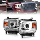 ANZO 14-15 GMC Sierra 1500/2500HD/3500HD Plank Style Projector Headlight - Chrome Housing