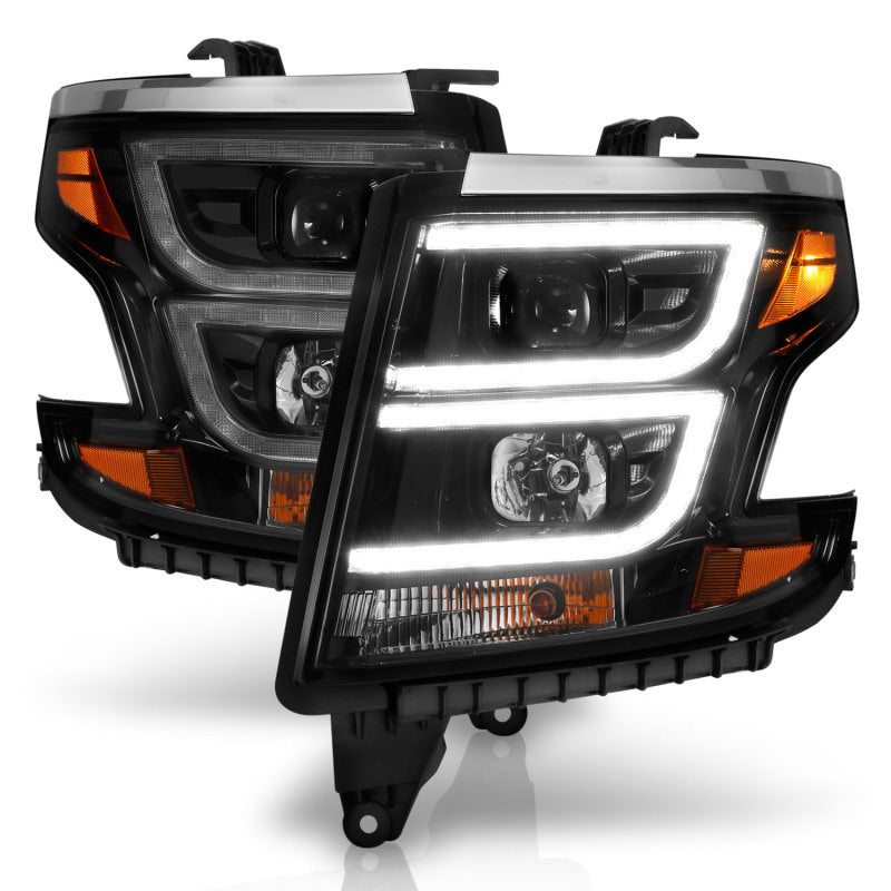 ANZO 111492 Projector Headlights Plank Style Black w/DRL for 2015-2020 Chevy Tahoe