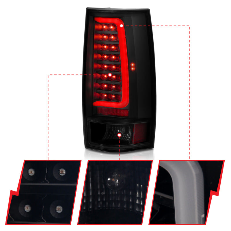 ANZO 311322 LED Taillight Plank Style Black w/Smoke Lens for 2007-2014 Chevy Tahoe