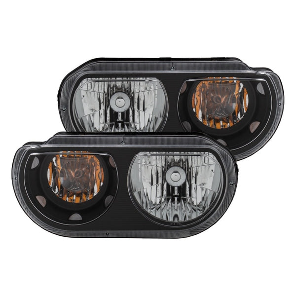 ANZO 121526 Crystal Headlights Black for 2008-2014 Dodge Challenger