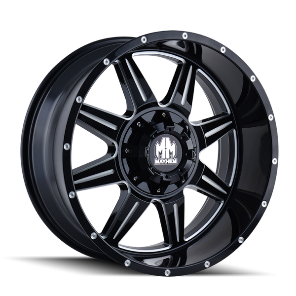 Mayhem 8100 Monstir 20x9 / 6x120 BP / 0mm Offset / 78.1mm Hub Black w/ Milled Spokes Wheel