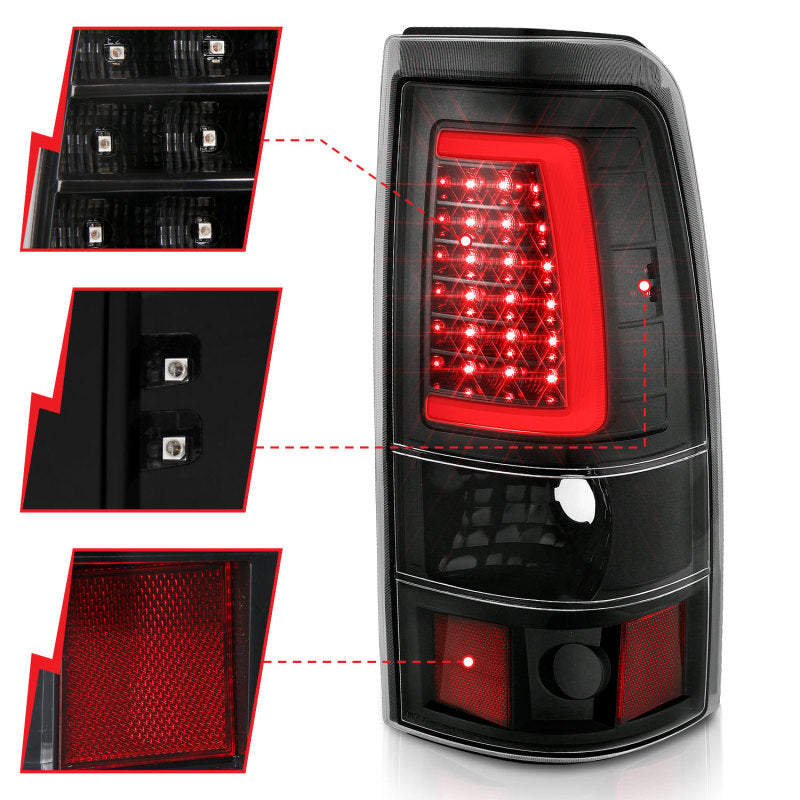 ANZO 311333 LED Taillights Plank Style Black w/Clear Lens for 2003-2006 Chevy Silverado 1500