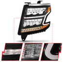 ANZO 111478 LED Light Bar Style Headlights Black w/Sequential w/DRL w/Amber for 2015-2020 Chevy Tahoe / Suburban