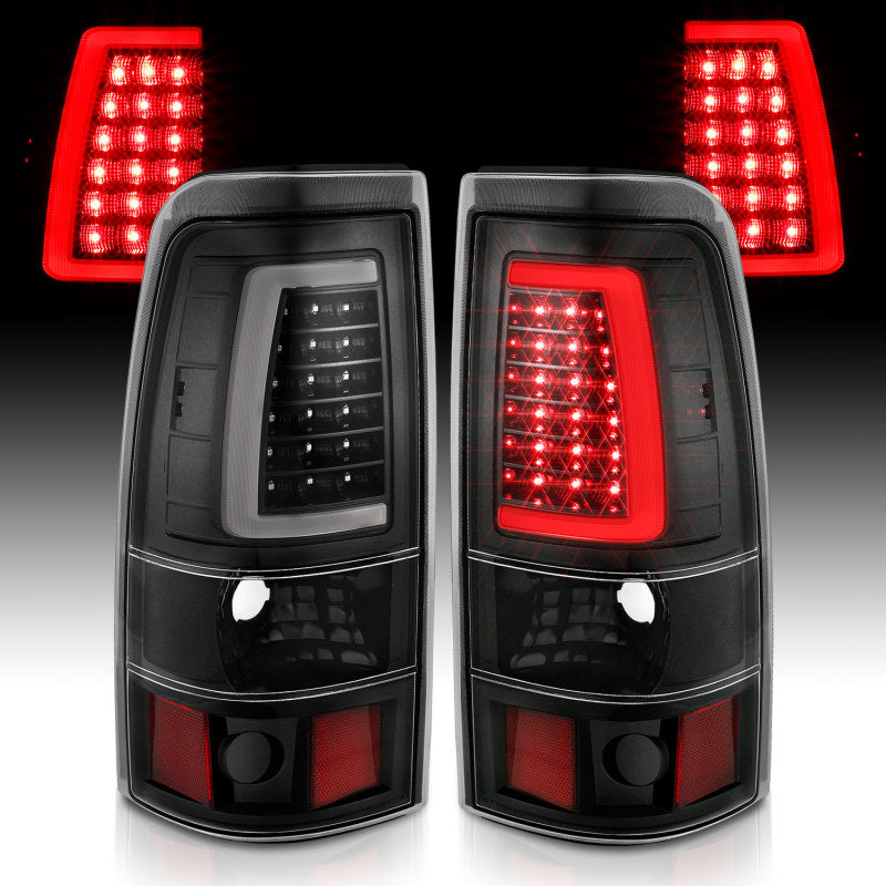 ANZO 311333 LED Taillights Plank Style Black w/Clear Lens for 2003-2006 Chevy Silverado 1500