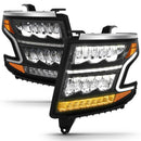 ANZO 111478 LED Light Bar Style Headlights Black w/Sequential w/DRL w/Amber for 2015-2020 Chevy Tahoe / Suburban