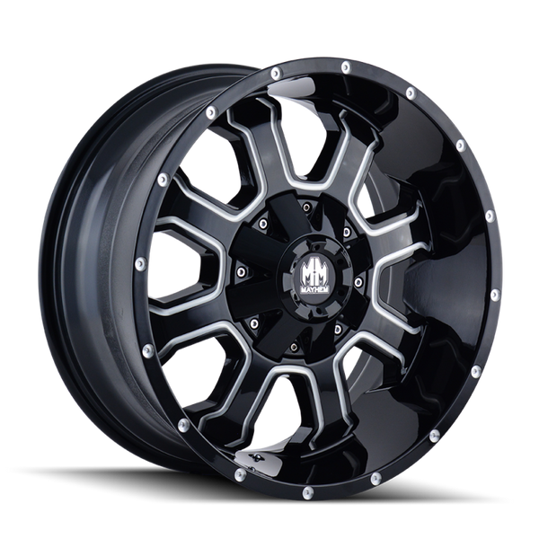 Mayhem 8103 Fierce 20x9 / 8x165.1 BP / 18mm Offset / 130.8mm Hub Black w/ Milled Spokes Wheel