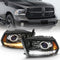 ANZO 111439 Projector Plank Style Switchback H.L Halo Black Amber (OE Style) for 2009-2018 Dodge Ram 1500