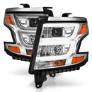 ANZO 111493 Projector Headlights Plank Style Chrome w/DRL for 2015-2020 Chevy Tahoe