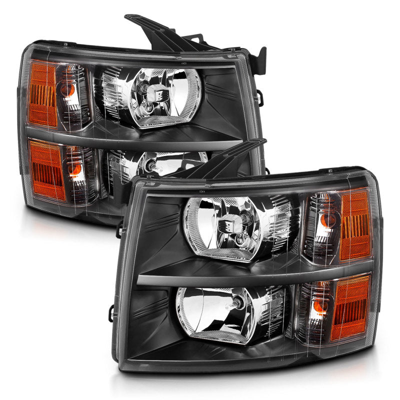 ANZO 111393 Crystal Headlights Black for 2007-2013 Chevrolet Silverado