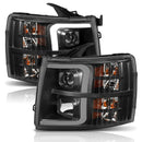 ANZO 111410 Plank Style Projector Headlights Black w/ Amber for 2007-2013 Chevrolet Silverado 1500