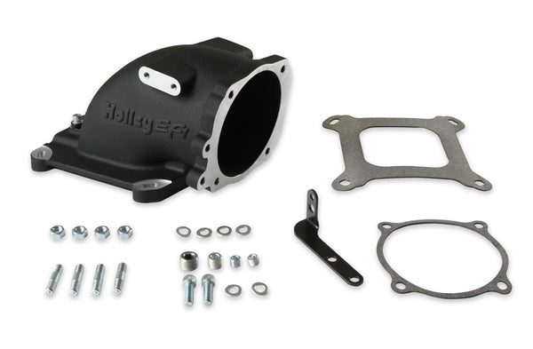 Holley 300-240FBK EFI Throttle Body Intake Elbow 4150 - Fits Ford Throttle Bodies-Black Finish