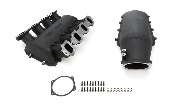 Holley 300-715BK Lo-Ram Intake Manifold for GM Gen V LT - Top-Feed - OE Direct Injection Only - Black Finish