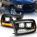 ANZO 111464 Led Projector Plank Style Switchback H.L Halo Black Amber (OE Style) for 2009-2018 Dodge Ram 1500