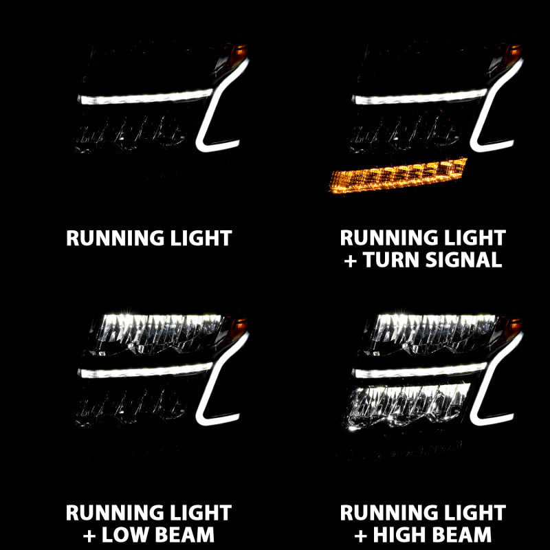 ANZO 111478 LED Light Bar Style Headlights Black w/Sequential w/DRL w/Amber for 2015-2020 Chevy Tahoe / Suburban