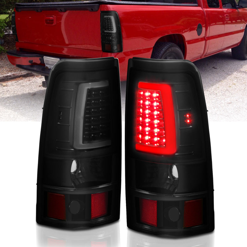 ANZO 311334 LED Taillights Plank Style Black w/Smoke Lens for 2003-2006 Chevy Silverado 1500