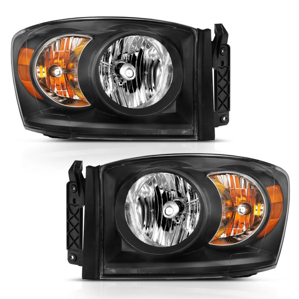 ANZO 111427 Crystal Headlight  Black Amber for 2006-2009 Dodge Ram 1500