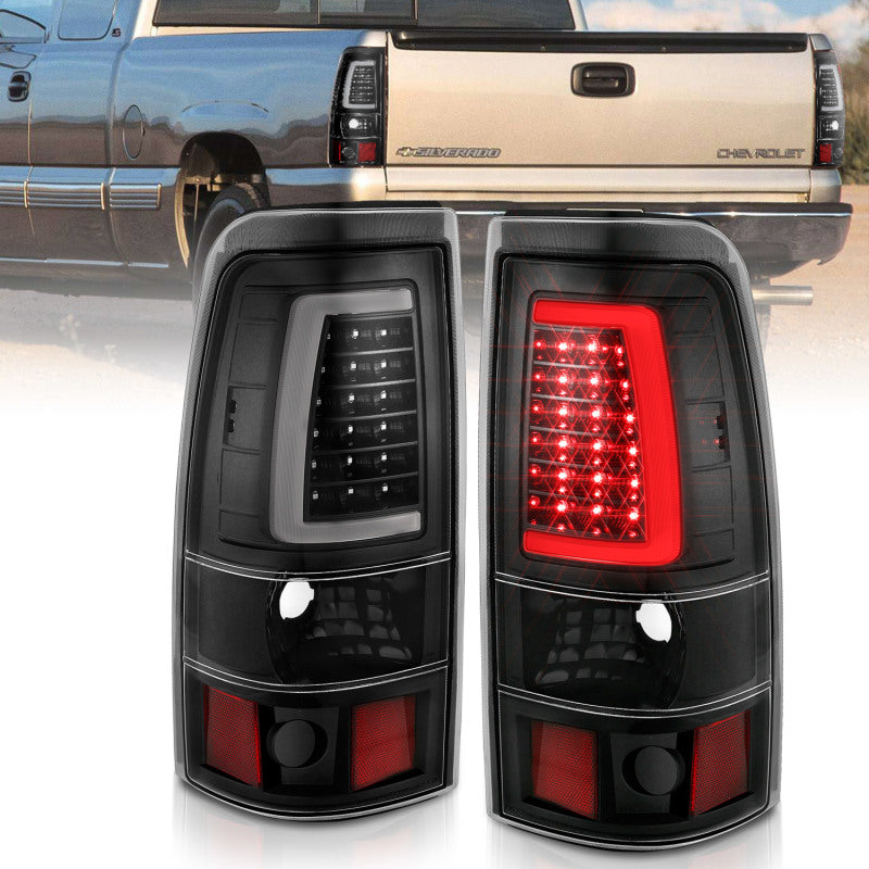 ANZO 311333 LED Taillights Plank Style Black w/Clear Lens for 2003-2006 Chevy Silverado 1500