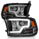 ANZO 111515 Crystal Headlights w/ Light Bar Black Housing for 2009-2018 Dodge Ram 1500