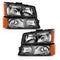 ANZO 111452 Crystal Headlight w/ Signal Light Black Amber (4 pcs) for 2003-2006 Chevy Silverado