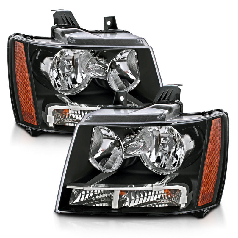 ANZO 111392 Crystal Headlights Black for 2007-2014 Chevrolet Tahoe / Suburban