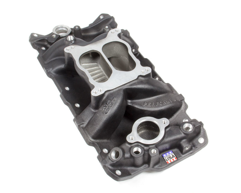 Edelbrock 26013 Performer Air-Gap Intake Manifold for 1955-86 Small-Block Chevy, Black Finish